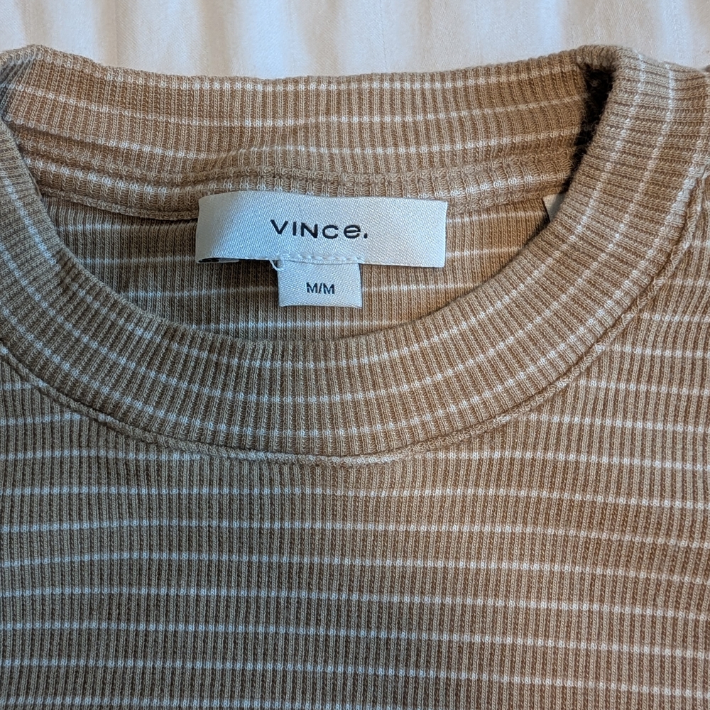 Vince Striped Tan Women's Top - Picture 3 of 5